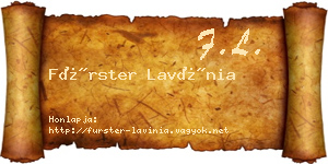 Fürster Lavínia névjegykártya